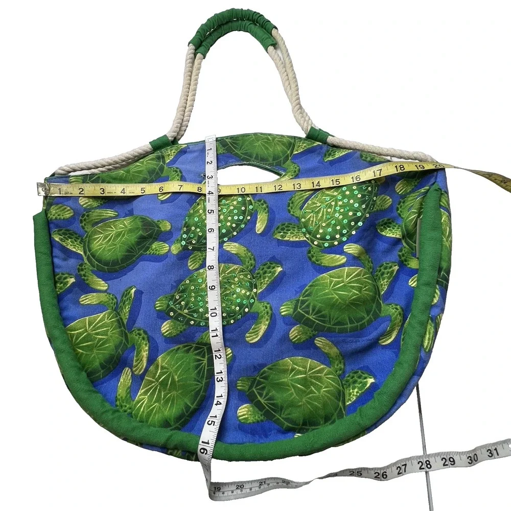 Karwan Sun N Sand Cotton Canvas Tote Bag Tropical Turtles Beach